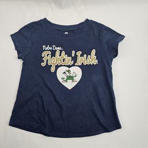 ❤️Notre Dame Fighting Irish Toddler 2T Navy T-Shirt, Short Sleeve Heart
